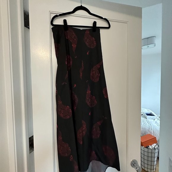 Christopher Esber Ruched Silk Crop Top Skirt Set Paisley Print Sz 10 Black Multi - Picture 12 of 12